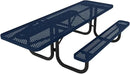 T8H-P-TXTDBL Heavy Duty Rectangular Portable Picnic Table Handicap Accessible on One End, 8 Ft, Textured Dark Blue, Made in America