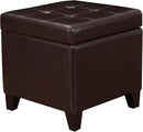 Adeco Bonded Leather Square Tufted Footstool, 18", Brown Storage Ottomans, by CozyNest Decor