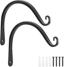FEED GARDEN 2 Pack 8 Inch Hanging Plant Bracket Wall Hooks Decorative Plant Hangers for Outdoor Hanging Bird Feeders, Wind Chimes, Plant Baskets, Black by GreenHaven Gardens