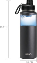 DRINCO Stainless Steel Water Bottle Spout Lid Vacuum Insulated Double Wall Water Bottles Wide Mouth (40oz 32oz 22oz 18oz 14oz) Leak Proof Keeps Cold or Hot (40 oz, 40oz Black) by CozyNest Decor