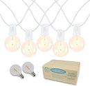 Novelty Lights 50 Feet G40 LED Patio String Lights with 50 Bulbs, Warm White, Weather Resistant and Shatterproof Replaceable Plastic Globe Bulbs, White Wire by GreenHaven Gardens