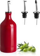 Sweejar Ceramic Olive Oil Dispenser Bottle, Opaque Oil Cruet Protects Oil to Reduce Oxidation, Suitable for Storage Oil, Vinegar, Coffee Syrups & Other Liquids, Pack of 1, 15.5 Fl Oz (Red) by CozyNest Decor