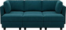 Belffin Terry Fabric Modular Sectional Sleeper Sofa Bed with Storage Convertible Sectional Couches for Living Room 6 Seaters Peacock Blue Modular Sofa by CozyNest Decor