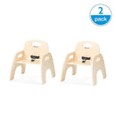 Foundations Simple Sitter 7” Low Wood Feeding Chairs, Wide No-Tip Base, Adjustable Safety Harness, Stackable Wood Toddler Chairs with Food Service Grade Finish, 2 Pack by TinyTreasures Baby Boutique