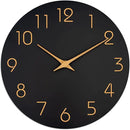 Mosewa 12 Inch Black Wall Clock Battery Operated Silent Non Ticking Modern Simple Minimalist Decorative for Kitchen Bedroom Home Office Bathroom Living Room by CozyNest Decor