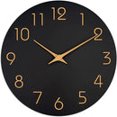 Mosewa Wall Clock Battery Operated 10 Inch Black Silent Non Ticking Simple Minimalist Style Rose Gold Numbers Decorative for Living Room Kitchen Home Office Bathroom by CozyNest Decor