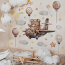 Runtoo Baby Bear Flying Plane Wall Decal Moon and Stars Sweet Dream Animal Wall Stickers Baby Nursery Kids Bedroom Home Decor by TinyTreasures Baby Boutique
