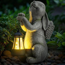 Solar Garden Outdoor Statues Rabbit with Solar Lantern,Outdoor Bunny Figurines Decorations,Lawn Decor Bunny Statue for Patio, Balcony, Yard Ornament,Unique Housewarming and Easter Gifts by GreenHaven Gardens