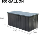 Domi Outdoor Deck Box 100 Gallon, Waterproof Lockable Steel Outdoor Storage Container for Outside Cushions, Garden Tools and Pools Equipment (Gray) by GreenHaven Gardens