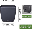 Dexceder 9x8 Self Watering Planter Indoor Outdoor, Inner Mat Design, Thickened Table Flower Plant Pot with Water Level Indicator (Slate Gray Matte) by GreenHaven Gardens