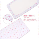 UOMNY Crib Bedding Set for Girls 3 Piece with Comforter Sheet Toddler Pillowcase Baby Bedding Sets Pink Rainbow by TinyTreasures Baby Boutique