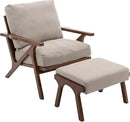 Mid Century Modern Accent Chair with Ottoman, Farmhouse Linen Upholstered Living Room Armchair and Ottoman Set, 23" Seat Wide Retro Leisure Lounge Chair with Wood Frame for Home, Bedroom, Beige by CozyNest Decor