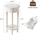 COSIEST Tall End Table with Drawer Sets of 2, Round Nightstand Bedside Table with Storage Shelf, Industrial Telephone End Table for Living Room, Bedroom, Hall Way, Space Saving by CozyNest Decor