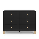 Storkcraft California 6-Drawer Double Dresser (Black with Driftwood) - GREENGUARD Gold Certified, Interlocking Drawer System, Dresser Drawer Organizer for Kids Bedroom by TinyTreasures Baby Boutique