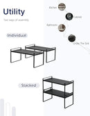 Nxconsu 2Pack Cabinet Shelves Stackable Shelf Organizer Rack Riser for Kitchen Cabinet Pantry Cupboard Counter Countertop Home Organization Storage Space Saver Heavy Duty Metal Nonslip Black Wide by CozyNest Decor