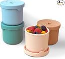 8.5oz Silicone Snack Containers for Kids, Reusable Small Containers with Airtight Lids, Silicone Baby Food Storage Jars, Freezer, Microwave and Dishwasher Safe, Perfect for Infant & Toddler - 4 Pack by TinyTreasures Baby Boutique