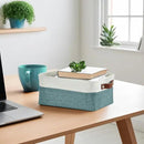DECOMOMO Small Storage Basket, Closet Storage Bins, Baskets for Organizing Shelves (Teal & White, Small - 6 Pack) by CozyNest Decor