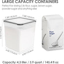 Vtopmart Food Storage Containers 4.3L / 145.4oz, 4 Pieces BPA Free Plastic Airtight Canister for Flour, Sugar, Baking Supplies, with 4 Measuring Cups and 24 Labels, Black by CozyNest Decor