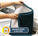 Muddy Mat® 4-Piece Atlantic Blue Medium 30"X19" AS-SEEN-ON-TV Highly Absorbent Microfiber Door Mat, Bath Mat and Pet Rug, Non Slip Thick Washable, Soft Chenille for Kitchen Bedroom Indoor and Outdoor by CozyNest Decor