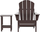 WO Home Furniture Adirondack Chair Table Set of 2 PCS Outdoor Folding Chair w Side Table Weather/UV Resistant for Lawn, Garden, Bon Fire, Balcony (Dark Brown) by GreenHaven Gardens