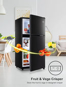 3.5 Cu.Ft Refrigerator 2 Door 7 Level Adjustable Thermostat Control Top-Freezer Refrigerator Lock Fresh Energy Saving Black (KB03-FLS-80-BLACK) by CozyNest Decor