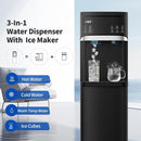 IKT Self-Cleaning Bottom Load Hot and Cold Water Cooler Dispenser with Ice Maker for 5 Gallon Bottle 22lbs Daily Capacity Perfect for Home Black by CozyNest Decor