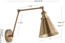 JONATHAN Y JYL7461A Rover 7" Farmhouse Industrial Adjustable Arm Metal LED Wall Sconce Rustic Bohemian 2700K LED 4W Bulb for Entryway Lobby Kitchen Bathroom Bedroom Living Room Hallway, Brass Gold by CozyNest Decor