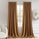 MIULEE Golden Brown Back Tab Blackout Curtains 108 Inch Long 2 Panels Set for Bedroom, Rod Pocket/Pinch Pleat Extra Long Thermal Insulated Living Room Darkening Pleated Light Blocking Drapes by TinyTreasures Baby Boutique