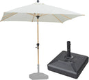 PURPLE LEAF 8' x 8' Square Outdoor Table Umbrella with Base Patio Umbrella Aluminum Market Umbrella with Push Button Tilt & Crank and 8 Ribs Outdoor Umbrella for Pool Backyard Beach, Cream by GreenHaven Gardens