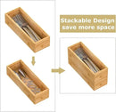 Bamboo Kitchen Drawer Organizer,Stackable Silverware Tray Utensil Organizer Cutlery Holder for Kitchen,Wooden Storage Box for Bathroom, Multi-Use Storage Bins Dividers for Office(9x3x2.5 inch) by CozyNest Decor
