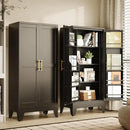 51" Kitchen Pantry Cabinet, Metal Storage Cabinet with 3 Adjustable Layer Shelves, 8 Door Shelves, Buffet Sideboard for Living Room, Kitchen, Black by CozyNest Decor