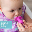Bumkins Baby Utensils Set, Chewtensils Silicone Spoons for Dipping, Self-Feeding, Baby Led Weaning, Trainer Learning, First Stage Eating, Soft Practice Fork and Spoon, Babies 6 Months, Fuchsia by TinyTreasures Baby Boutique