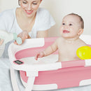 Collapsible Baby Bathtub,Baby Bath Tub with Soft Cushion & Thermometer,Baby Bathtub Newborn to Toddler 0-36 Months,Portable Travel Baby Tub by TinyTreasures Baby Boutique