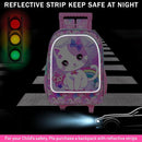 Girls Rolling Backpack, Cute Cat Roller Wheels Kids Bookbag - Wheeled Elementary School Bag - 3PCS Cat by TinyTreasures Baby Boutique