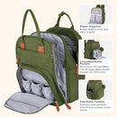 BabbleRoo Extra Large Diaper Bag Backpack, Expandable Baby Bag with Up to 50% More Capacity - Travel Essentials Baby Bag Tote with Changing Pad, Stroller Straps & Pacifier Case - Unisex, Forest Green by TinyTreasures Baby Boutique