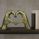 Top Brass Large Rustic Heart Hands Sculpture, 9 3/4” Resin Love Statue – Romantic Decor Accent for Shelf or Mantel – Perfect for Wedding, Valentine's Day or Anniversary (Weathered Bronze) by CozyNest Decor