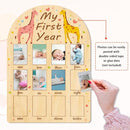 ORIGACH My First Year Baby Growth Photo Display Wood Board - 12 Months Newborn Milestones Photo Board - Neutral Baby Keepsake Frame 1st Birthday Party Nursery Decor New Mom Gift - Giraffe by TinyTreasures Baby Boutique