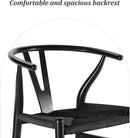 Wishbone Chair, Solid Wood Armrest Woven Seat Chair, Kitchen & Dining Chair, Wishbone Y Black Chairs - Set of 1 (Ash Wood - Black) by CozyNest Decor