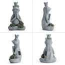 Large Garden Statue Yoga Frog Sustainable Eco-Friendly Solar Lights with LED Sustainability Sculpture Courtyard Balcony Home Decoration（20" Tall by GreenHaven Gardens