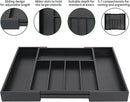 VaeFae Premium Bamboo Drawer Organizer, Expandable Silverware Drawer Organizer, Cutlery Tray with Dividers for Kitchen Utensils (Black, Large) by CozyNest Decor
