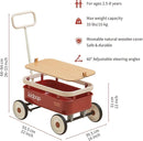 kidpop PULA-Wild 3-in-1 Kids' Pull-Along Wagon Toddlers Push Walker for 2.5-8, Removable Wooden Cover and Adjustable Handlebar, Birthday Gifts Max Weight 33 lbs (Red) by TinyTreasures Baby Boutique