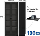 5 Tier Metal Curio Cabinets, Modern Bookshelf Cabinet with 4 Adjustable Shelves, Cabinet Display Case for Home Office, Living Room, Pantry (Black-27.5W) by CozyNest Decor