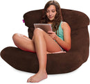 Posh Creations Structured Comfy Bean Bag Chair for Gaming, Reading, and Watching TV, Laguna Lounger, Rabbit Fur - Brown by TinyTreasures Baby Boutique