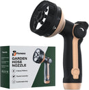Heavy Duty Garden Hose Nozzle, 100% Metal Water Hose Sprayer with 8 Spray Patterns, High Pressure Hose Nozzle with Thumb Control, On Off Valve, for Lawn & Plant Watering, Car & Pet Washing by GreenHaven Gardens
