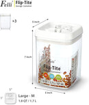 Felli Flip Tite Food Storage Containers With Lid 5" LARGE Airtight Ring Lock Flip Top, Square Acrylic Canister Jar for Rice Sugar Flour Protein Powder, Kitchen Pantry Organizer, Gift Set (1.8qt) by TinyTreasures Baby Boutique