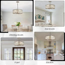 12” 4-Light Modern Crystal Chandeliers Nickel Dinning Room Light Fixture, Square Pendant Light Kitchen Island Chandelier, Flush Mount Ceiling Light for Living Room Entryway Bedroom Foyer by CozyNest Decor