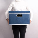 PRANDOM Foldable Storage Bin with Lid [5-Pack] Linen Fabric Decorative Storage Box Organizer Container Basket Cube with Handles Divider for Closet Office Living Room Royal Blue(14.9x9.8x9.8) by TinyTreasures Baby Boutique