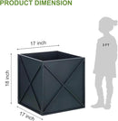 BAYN Metal Square Planter Box Tall Planters for Outdoor Plants Modern Heavy Duty with Drainage Holes for Outside Indoor Patio Deck - Grey, 17”x 17”x 18” by CozyNest Decor