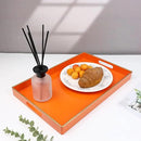 Spsyrine Orange Decorative Serving Tray with Handles, Elegant Plastic Coffee Table Tray for Ottoman, Living Room, Home Decor 15.6" X 10.2" by CozyNest Decor