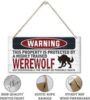 Warning Sign, Werewolf Warning Wood Plaque Sign, Funny Door Signs, Decorative Wood Hanging Suspension Plaque, Farmhouse Wooden Wall Decor, Outdoor Hanging Wooden Signs by CozyNest Decor